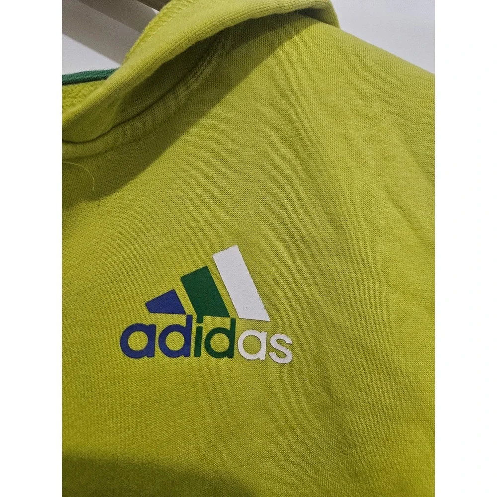 Adidas Womens Lime Green Full Zip Hoodie Thumbholes Size S Chartreuse Activewear